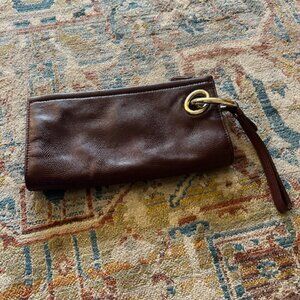 Diane von Furstenberg (DVF) leather burgundy clutch